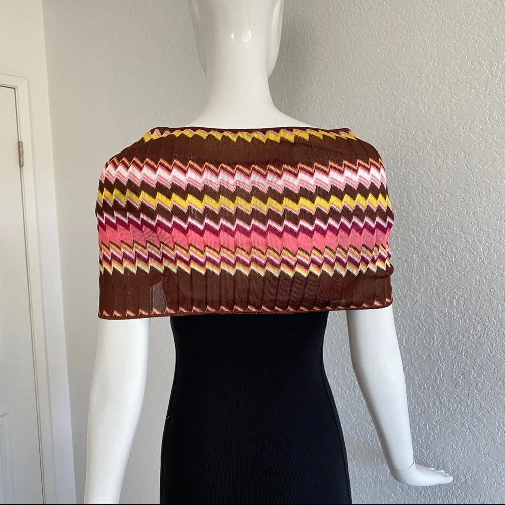 Missoni Brown pink yellow Zig-Zag Scarves